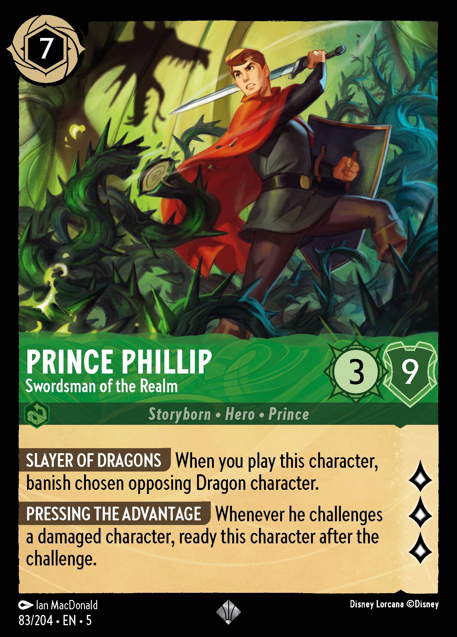 Prince Phillip — Swordsman of the Realm Disney Lorcana card