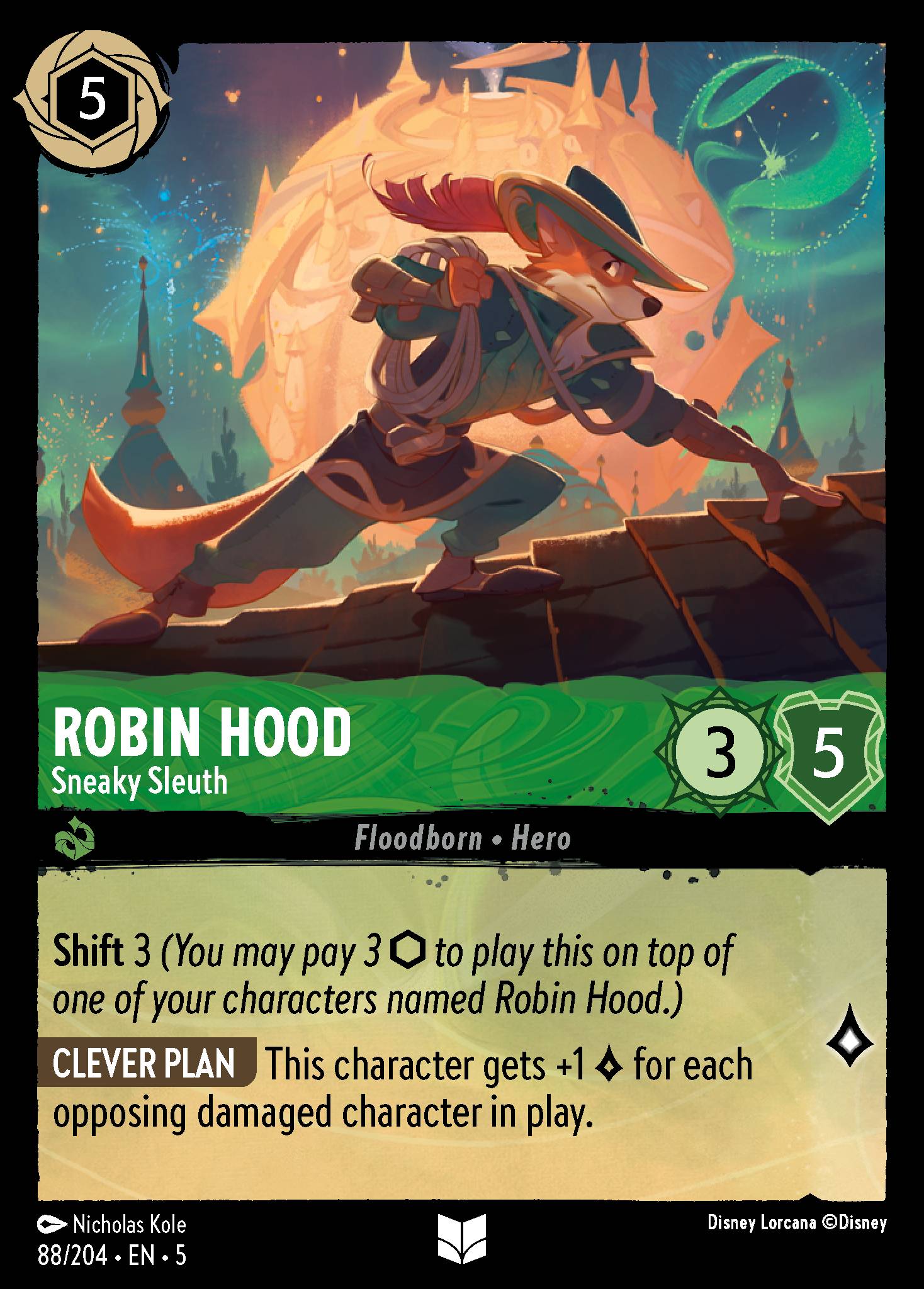 Robin Hood — Sneaky Sleuth Disney Lorcana card