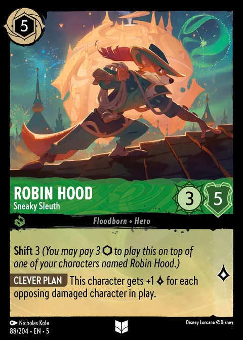 Robin Hood — Sneaky Sleuth Disney Lorcana card