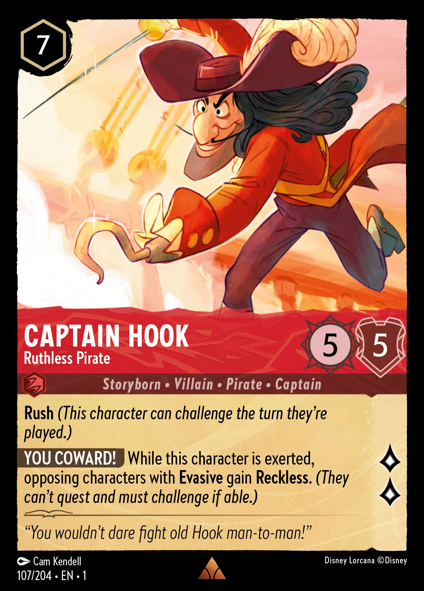 Captain Hook — Ruthless Pirate Disney Lorcana card