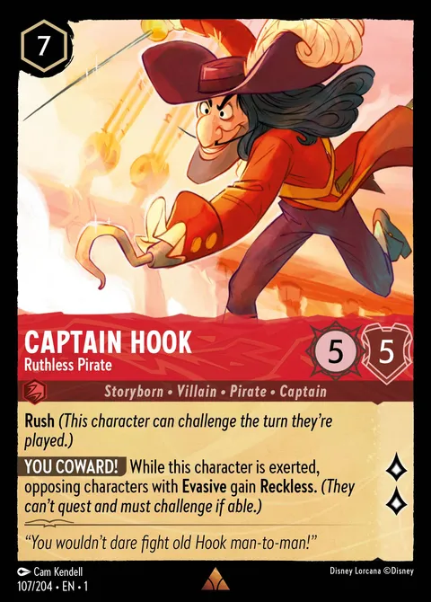 Captain Hook — Ruthless Pirate Disney Lorcana card