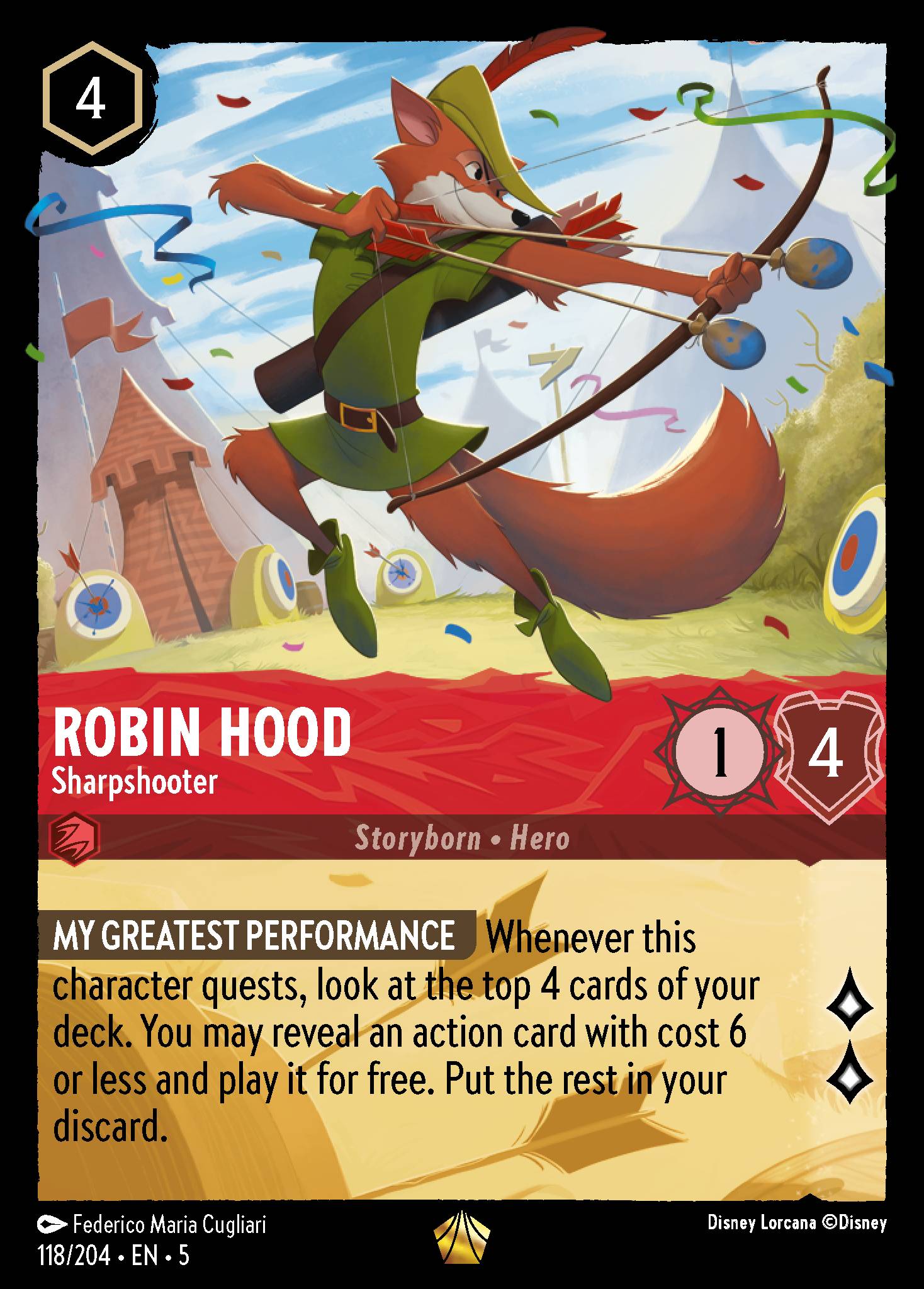 Robin Hood — Sharpshooter Disney Lorcana card