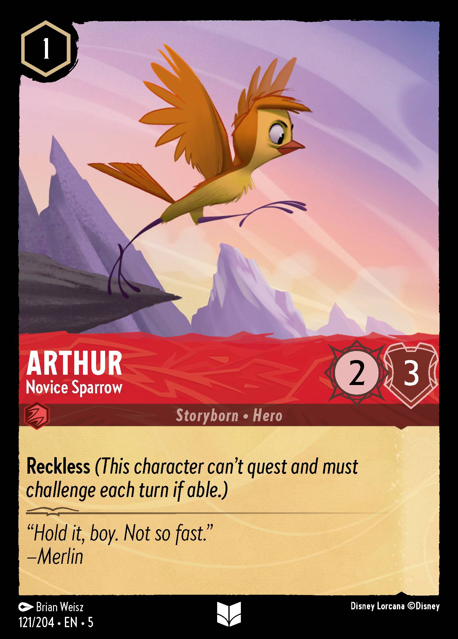 Arthur — Novice Sparrow Disney Lorcana card