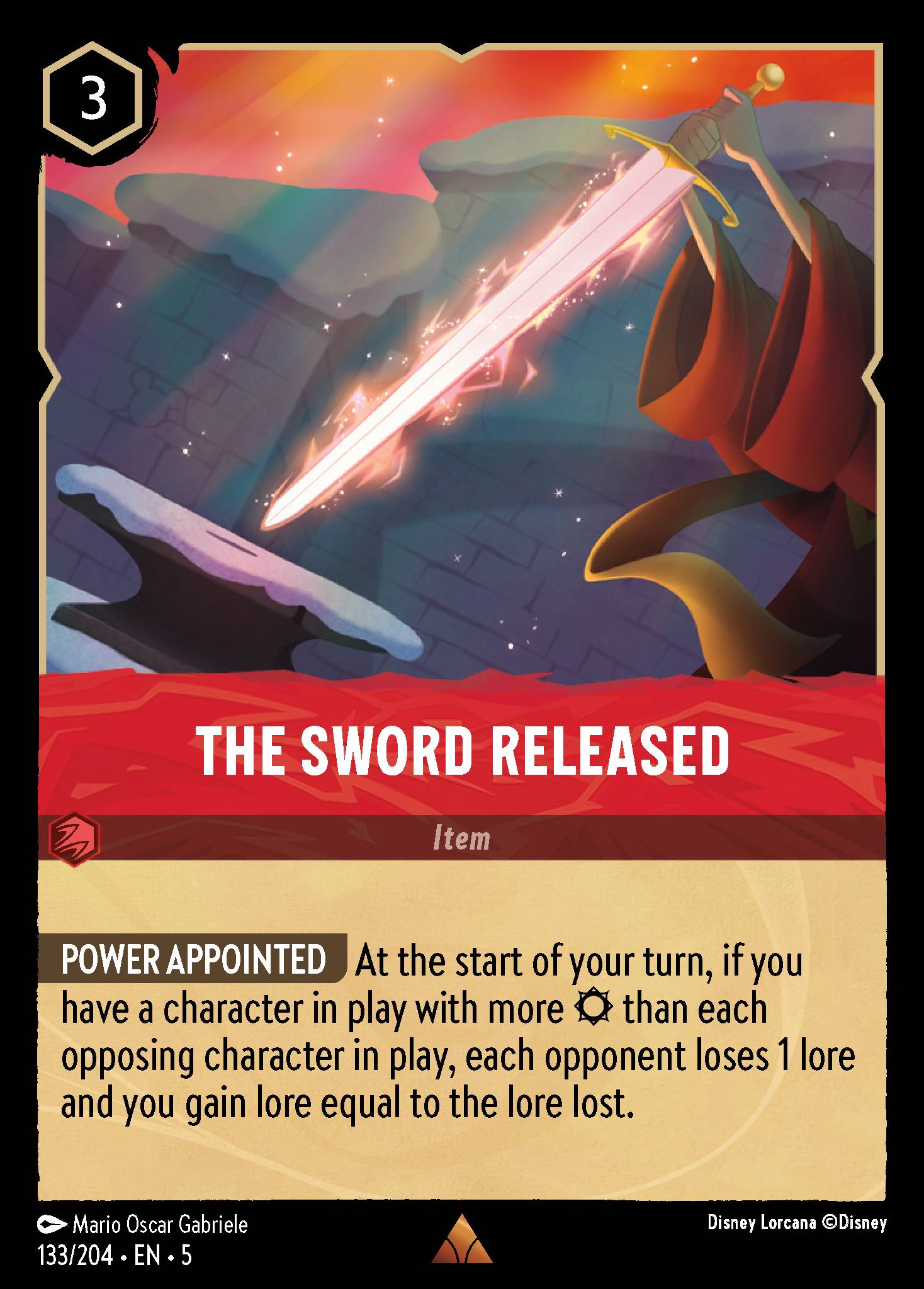 The Sword Released Disney Lorcana card