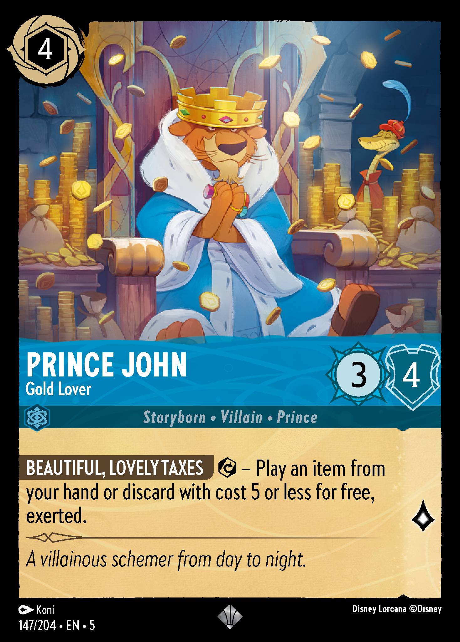 Prince John — Gold Lover Disney Lorcana card
