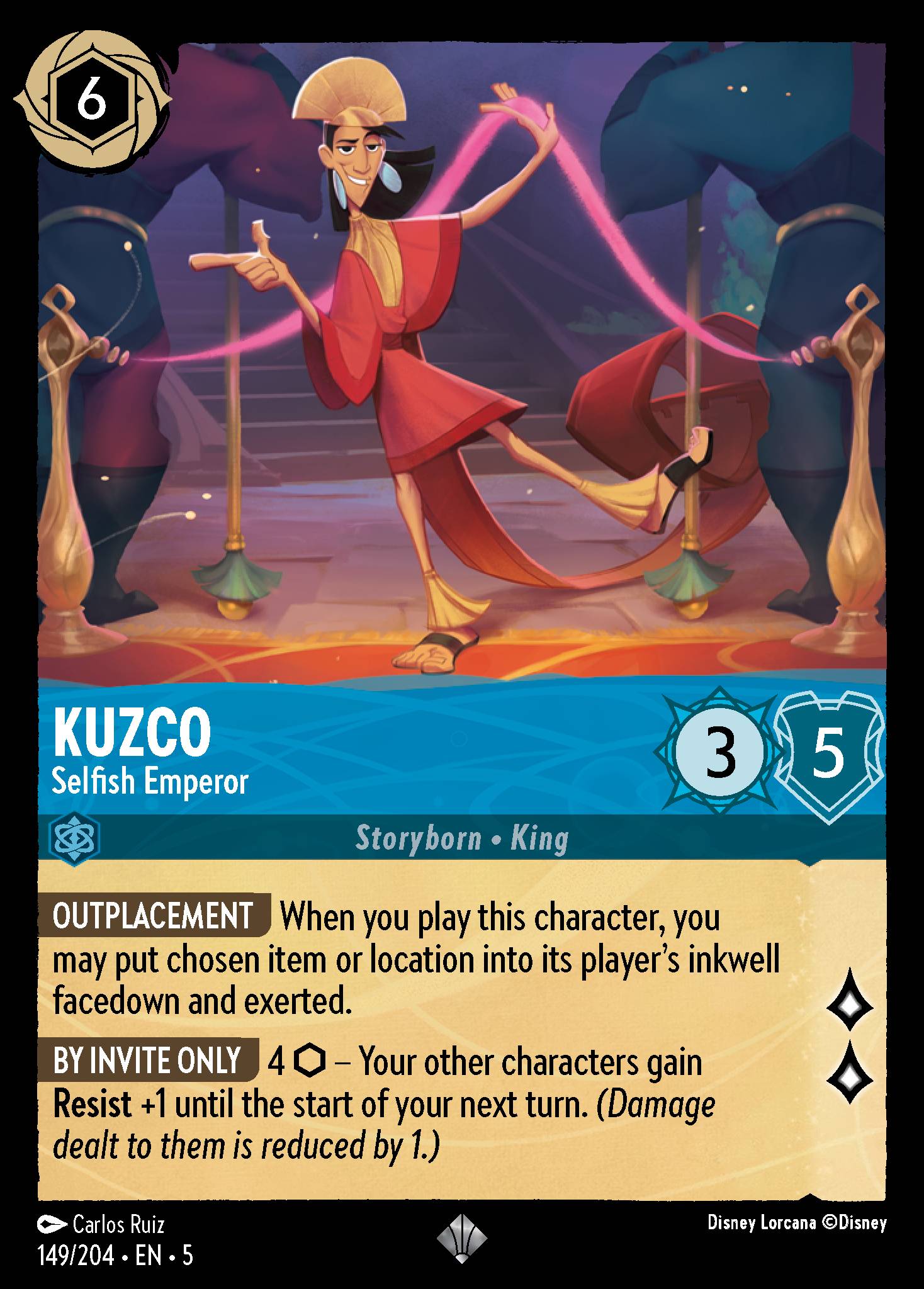 Kuzco — Selfish Emperor Disney Lorcana card