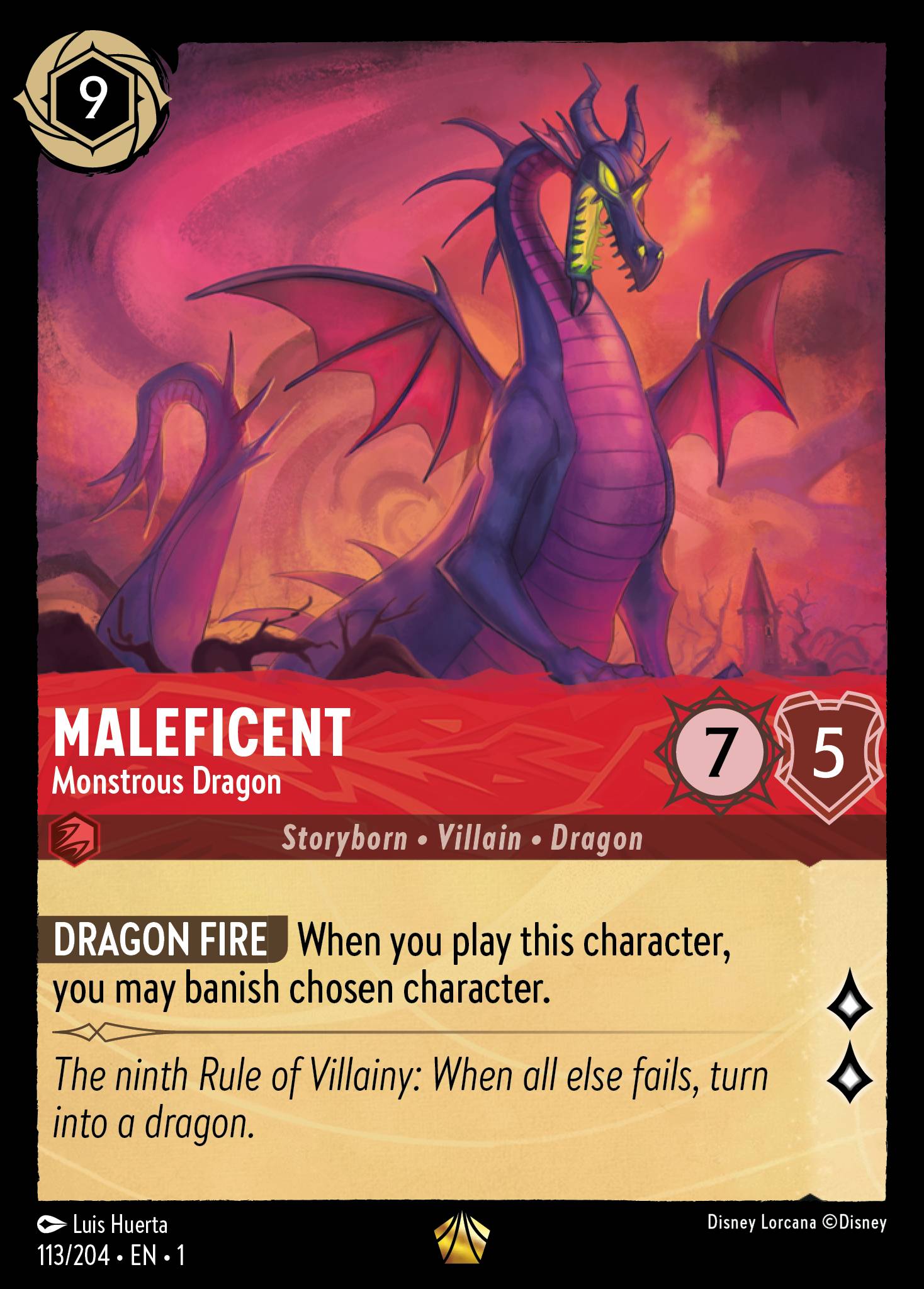 Maleficent — Monstrous Dragon Disney Lorcana card