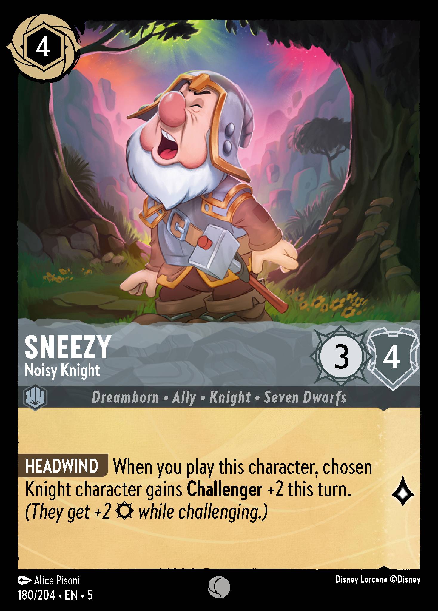 Sneezy — Noisy Knight Disney Lorcana card