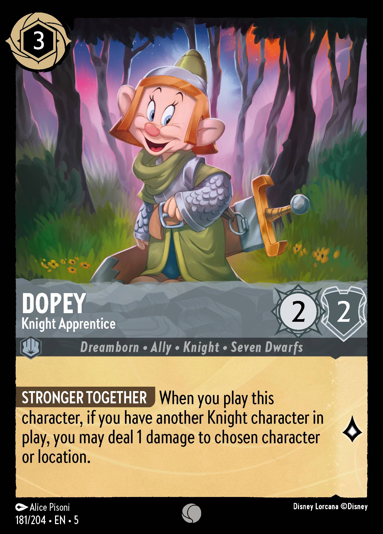 Dopey — Knight Apprentice Disney Lorcana card