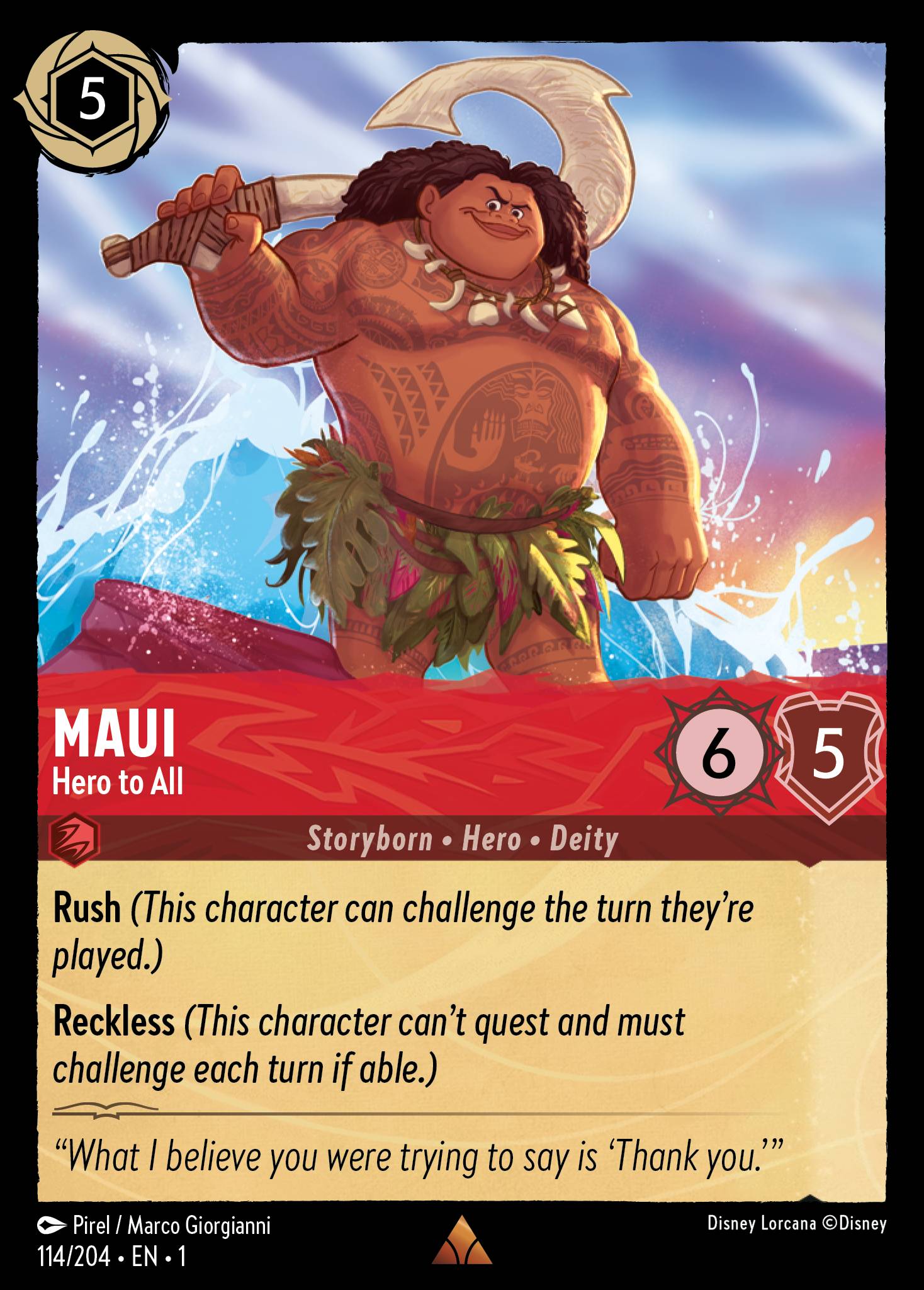 Maui — Hero to All Disney Lorcana card