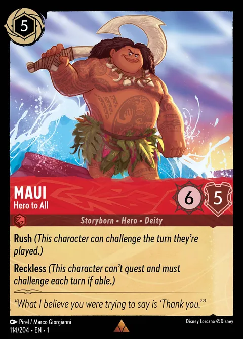 Maui — Hero to All Disney Lorcana card