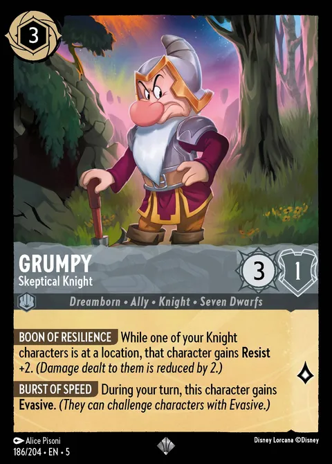 Grumpy — Skeptical Knight Disney Lorcana card