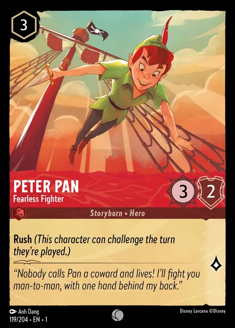 Peter Pan — Fearless Fighter Disney Lorcana card