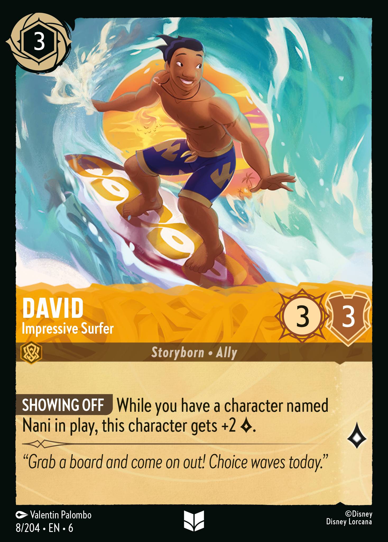 David — Impressive Surfer Disney Lorcana card