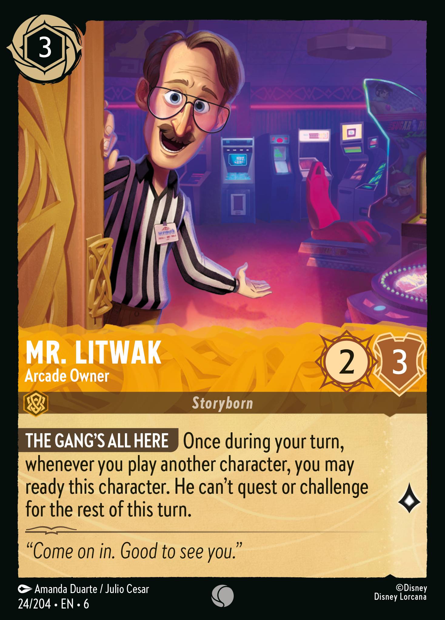 Mr. Litwak — Arcade Owner Disney Lorcana card