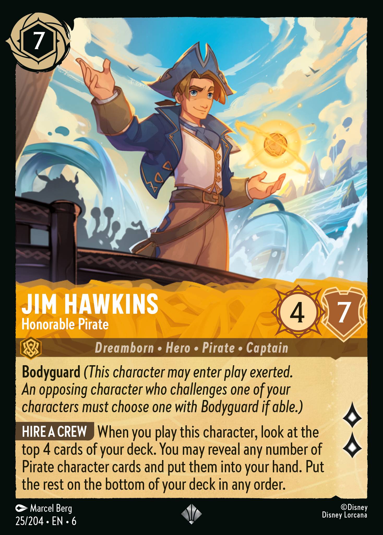 Jim Hawkins — Honorable Pirate Disney Lorcana card