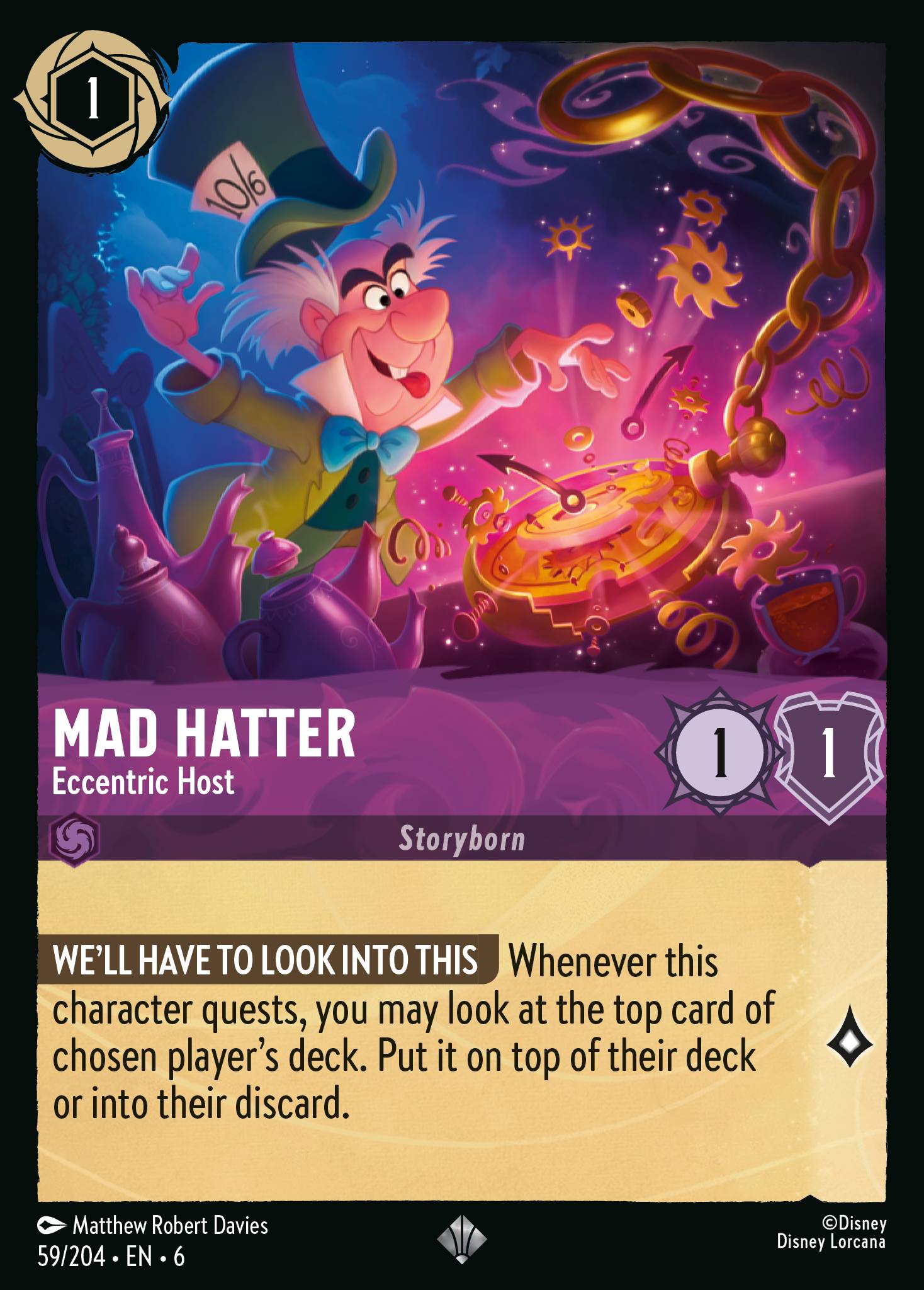 Mad Hatter — Eccentric Host Disney Lorcana card