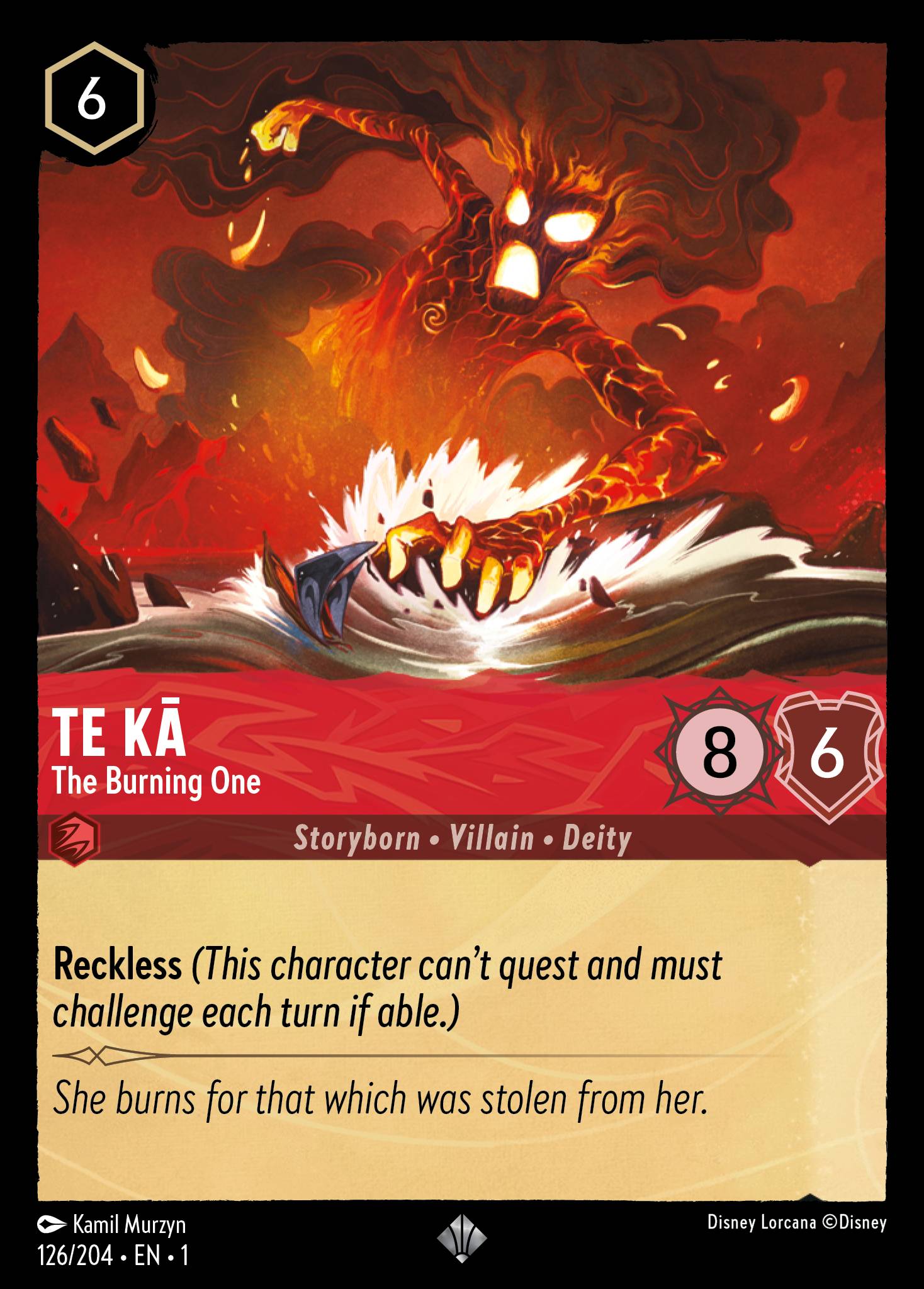 Te Kā — The Burning One Disney Lorcana card