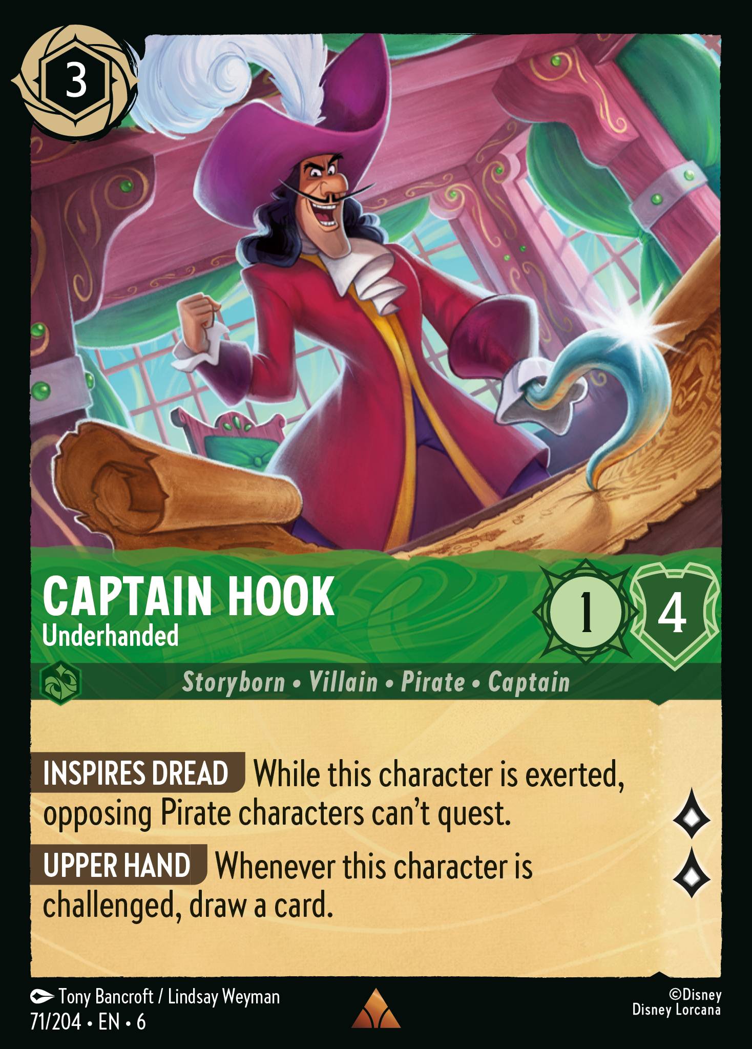 Captain Hook — Underhanded Disney Lorcana card