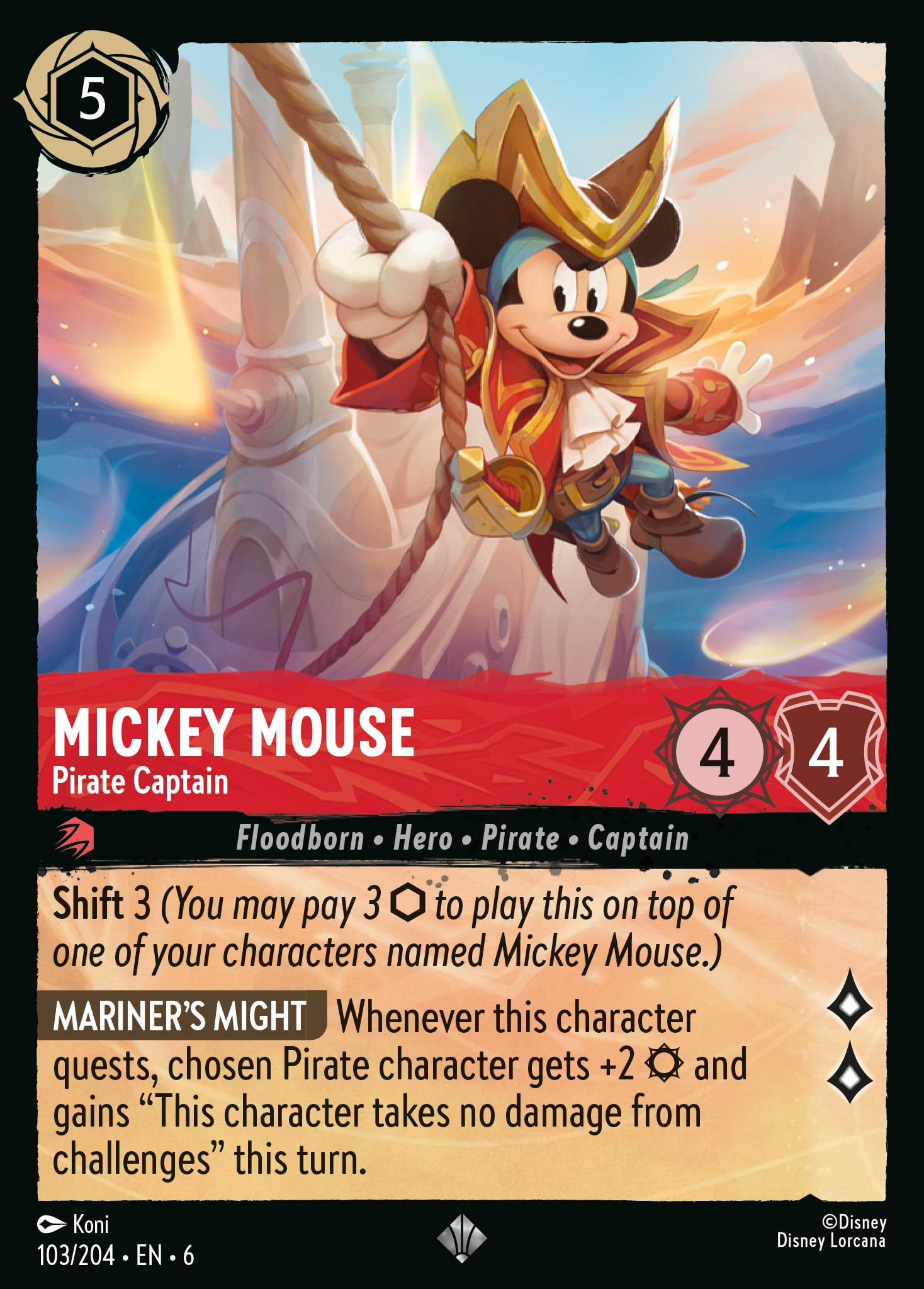 Mickey Mouse — Pirate Captain Disney Lorcana card
