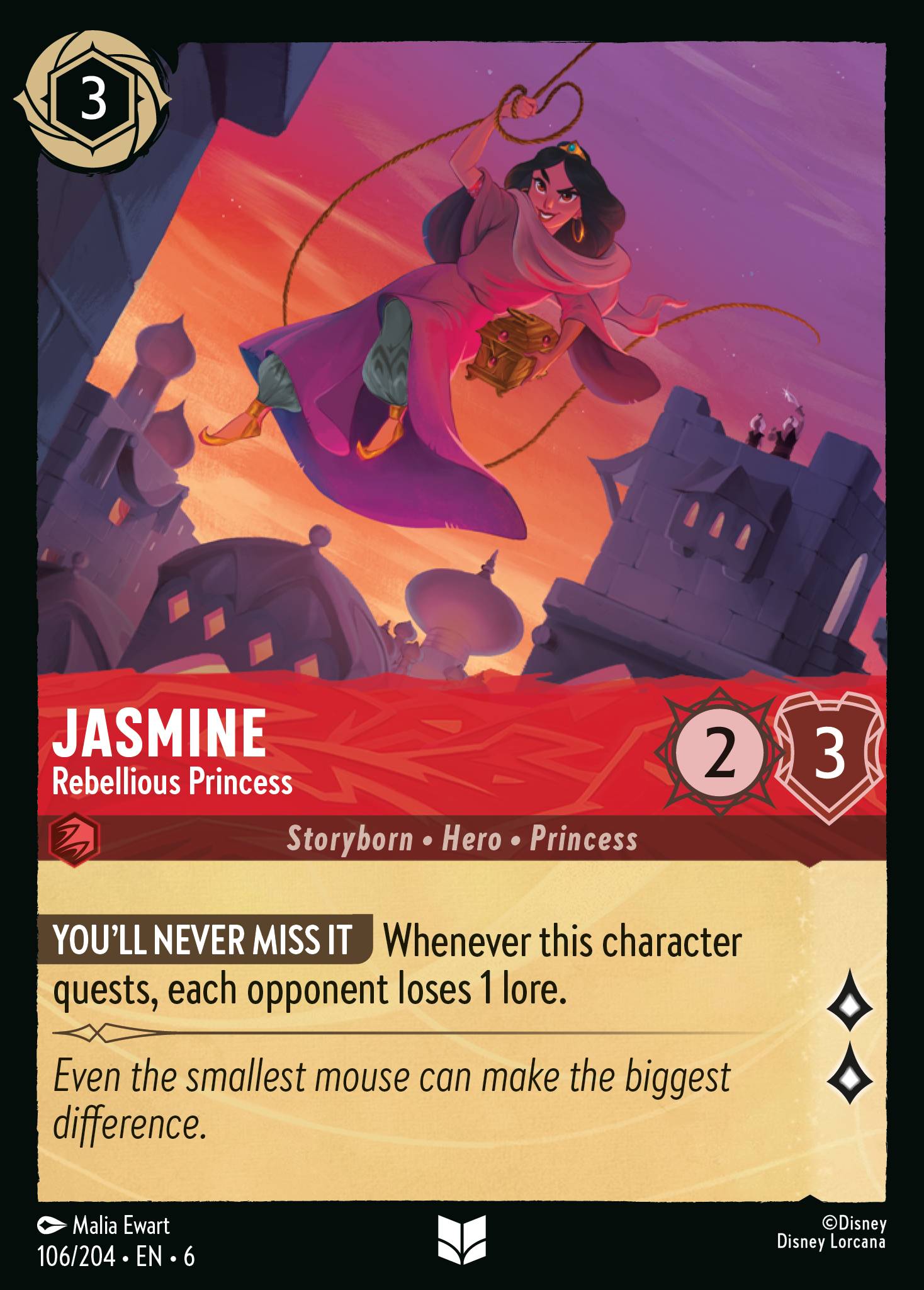 Jasmine — Rebellious Princess Disney Lorcana card