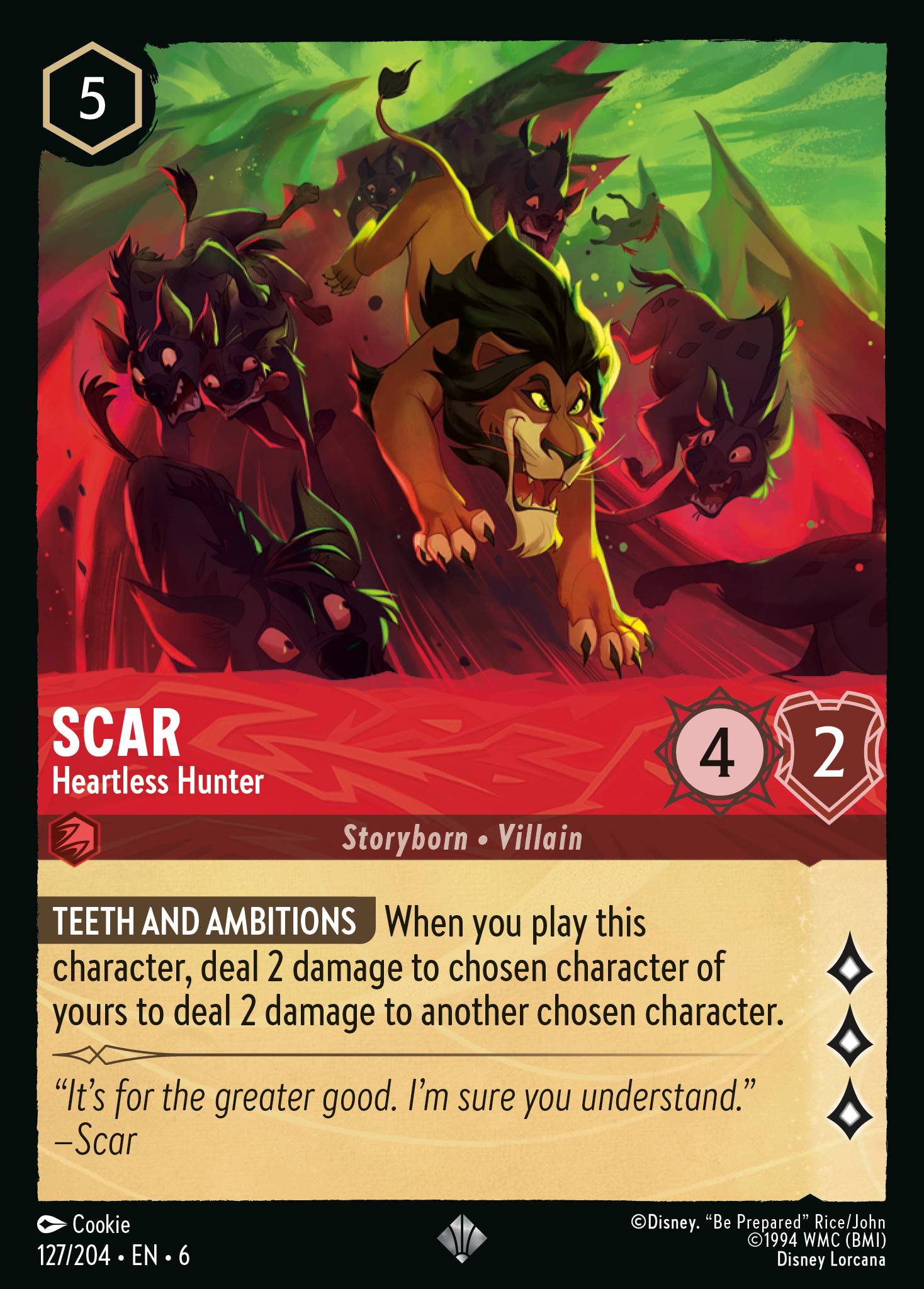 Scar — Heartless Hunter Disney Lorcana card