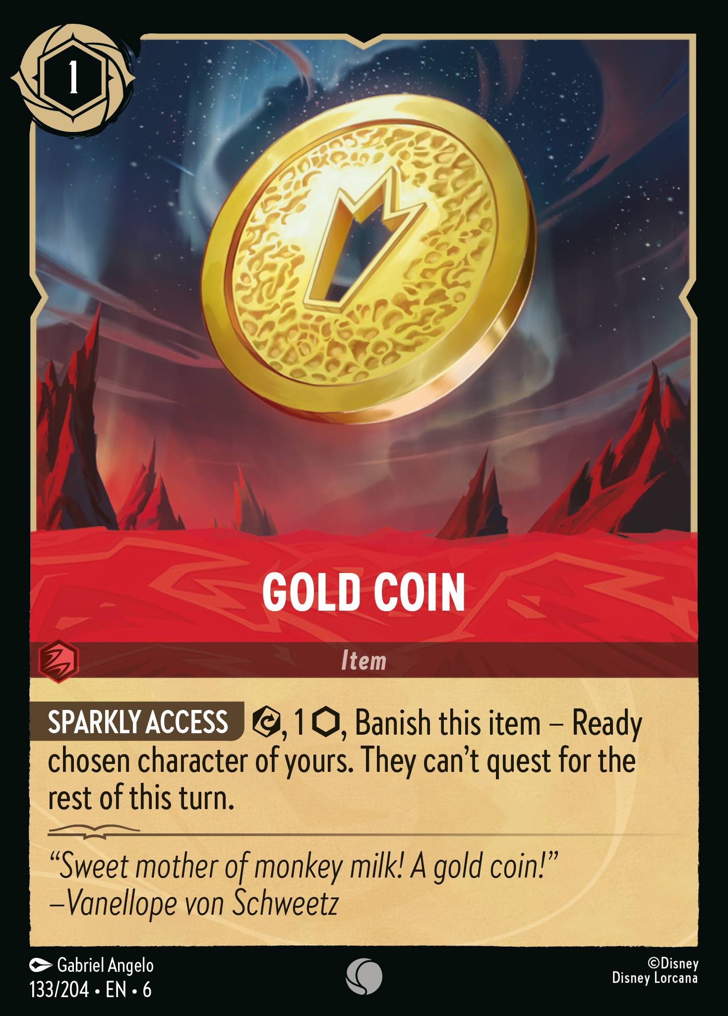 Gold Coin Disney Lorcana card