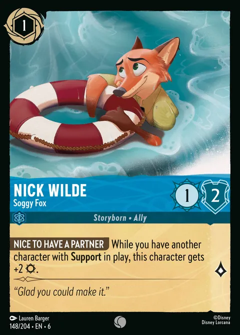 Nick Wilde — Soggy Fox Disney Lorcana card