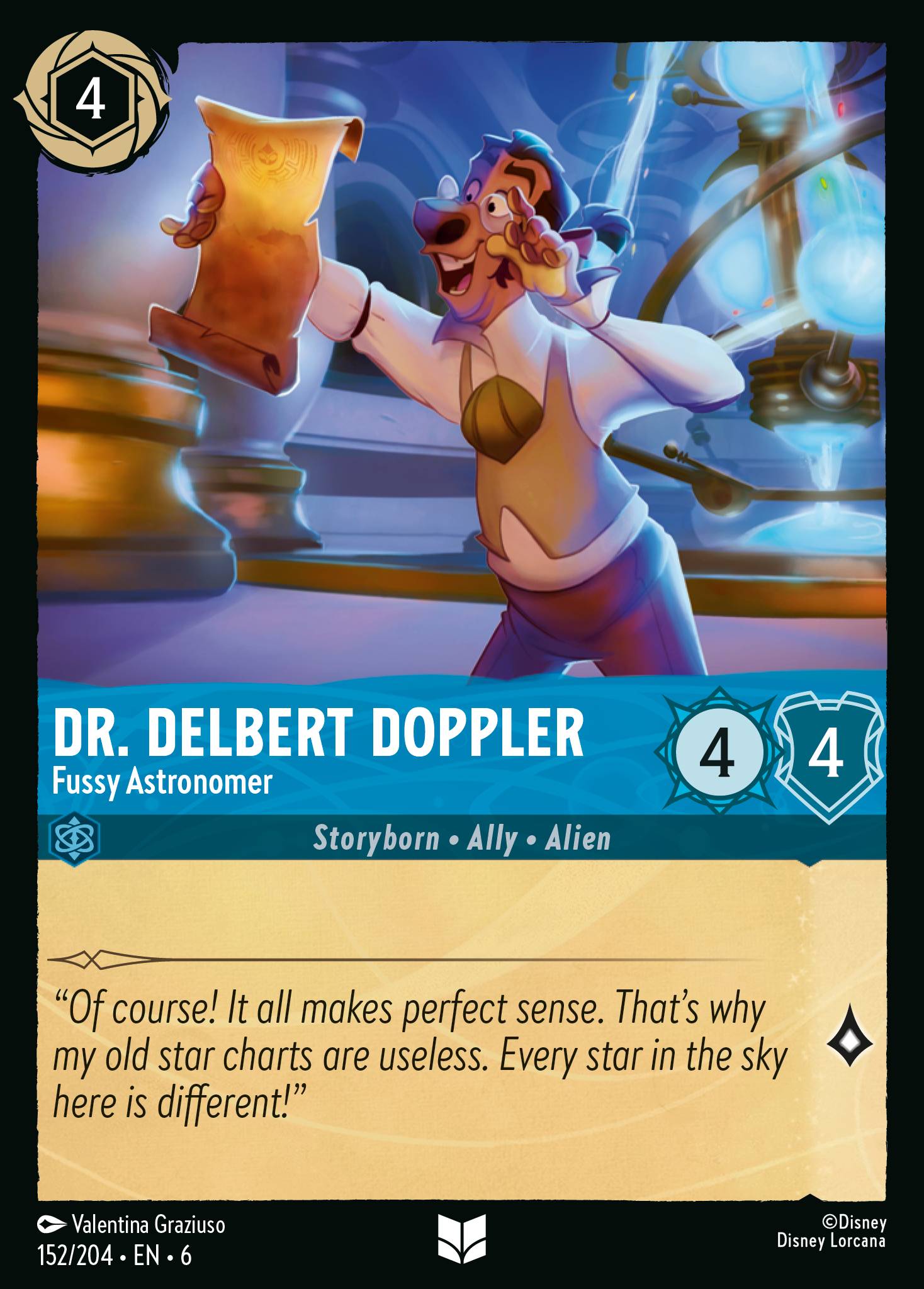 Dr. Delbert Doppler — Fussy Astronomer Disney Lorcana card