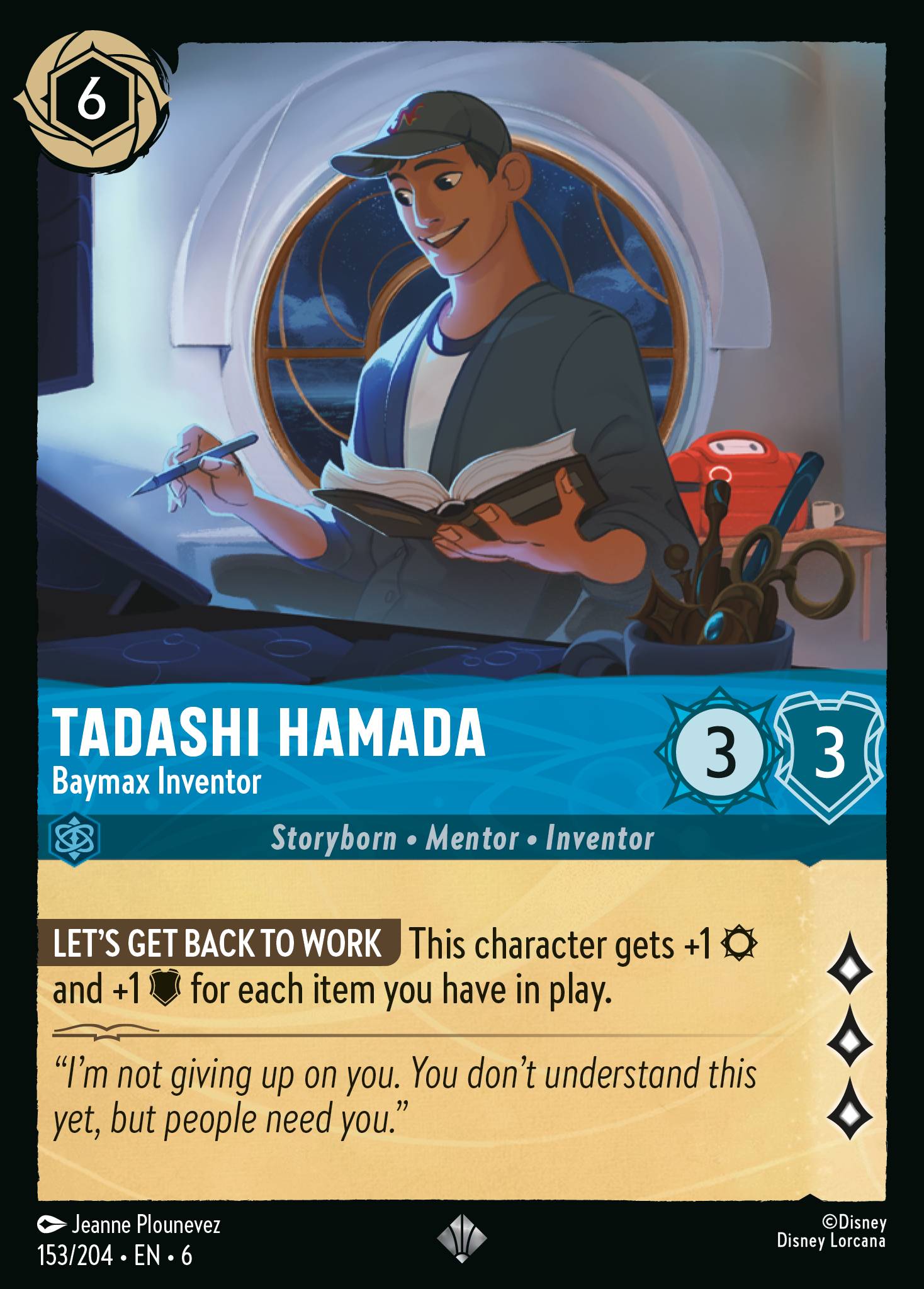 Tadashi Hamada — Baymax Inventor Disney Lorcana card