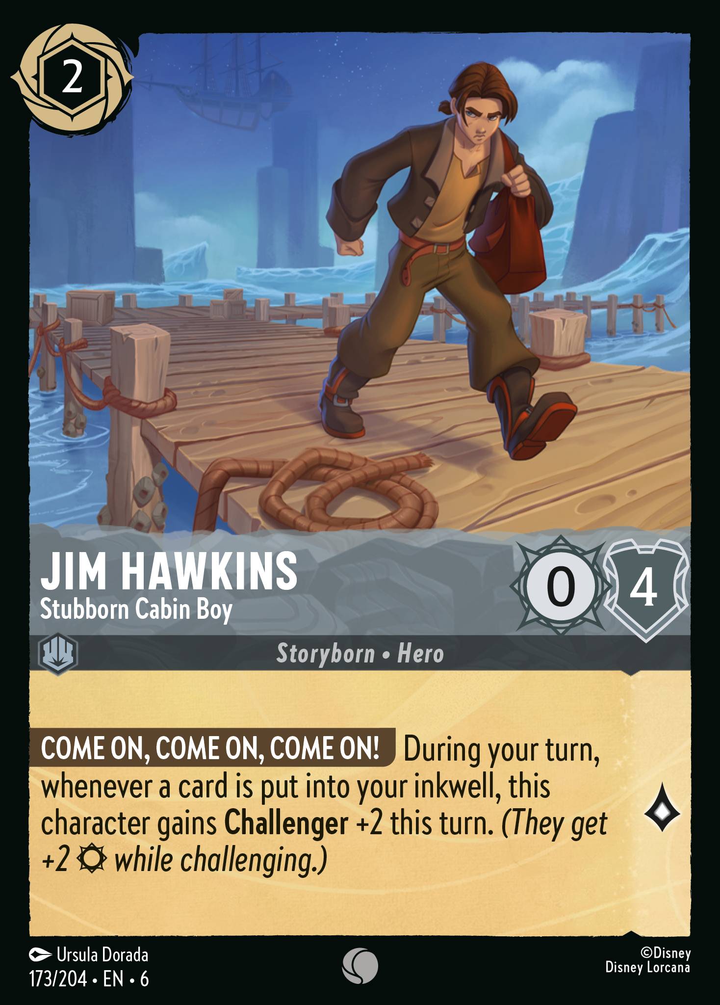 Jim Hawkins — Stubborn Cabin Boy Disney Lorcana card