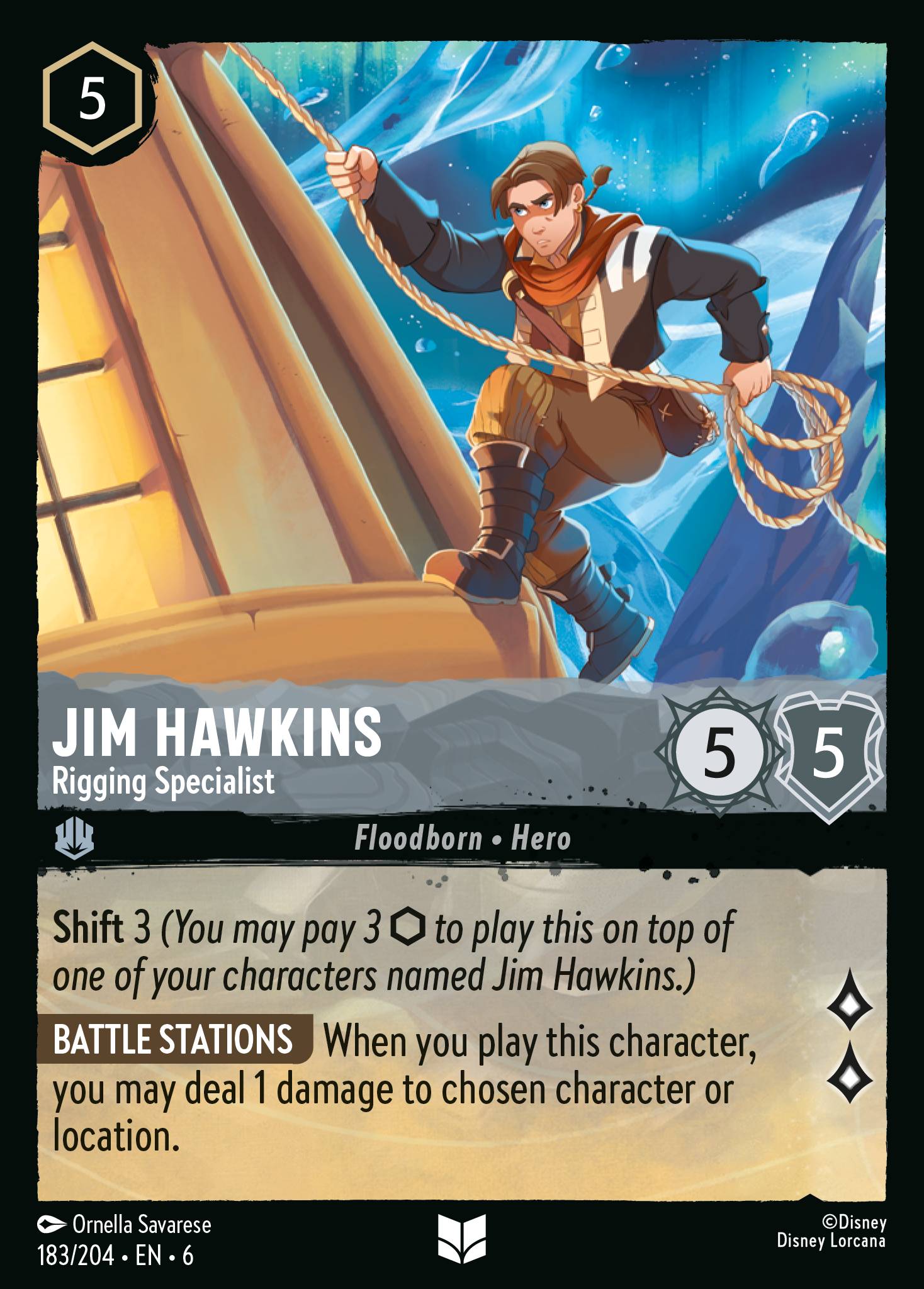 Jim Hawkins — Rigging Specialist Disney Lorcana card