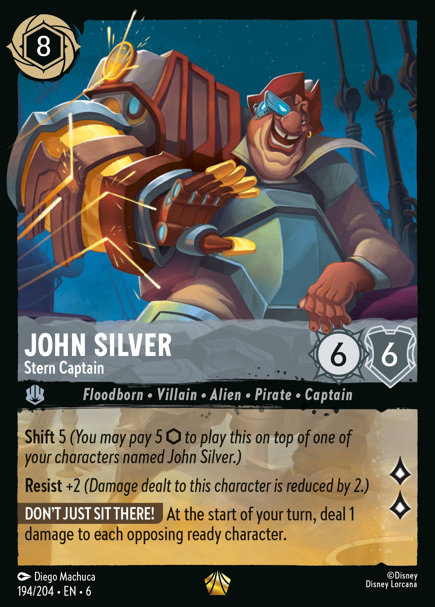 John Silver — Stern Captain Disney Lorcana card