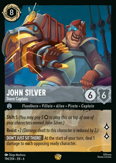 John Silver — Stern Captain Disney Lorcana card