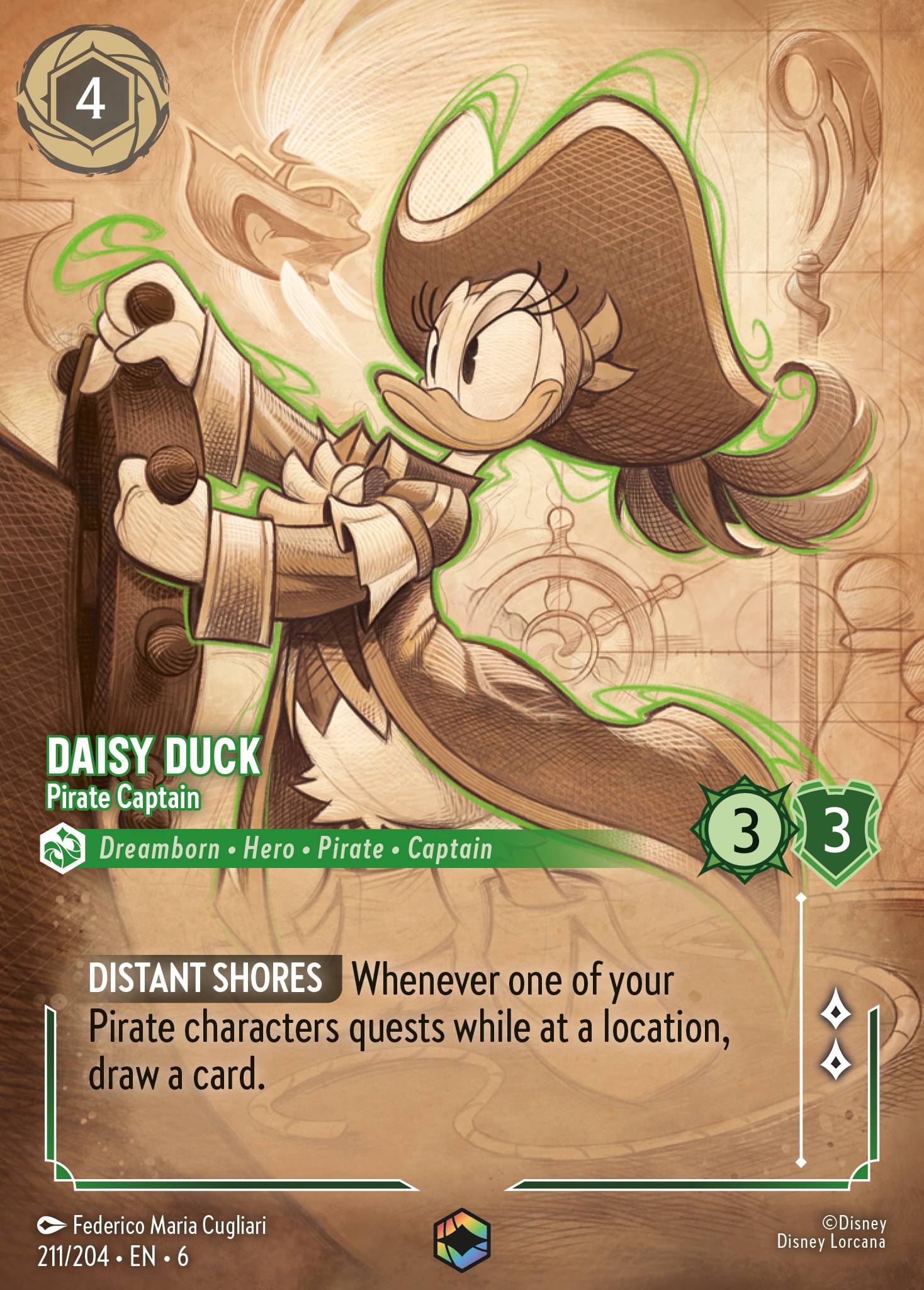 Daisy Duck — Pirate Captain Disney Lorcana card