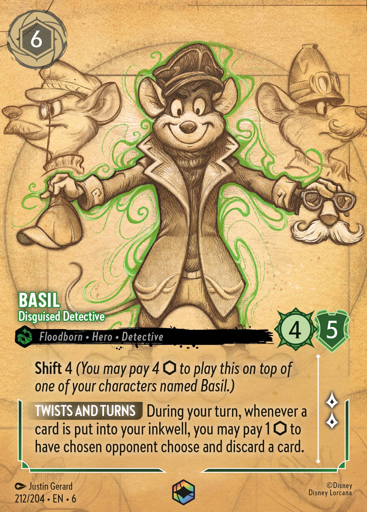 Basil — Disguised Detective Disney Lorcana card