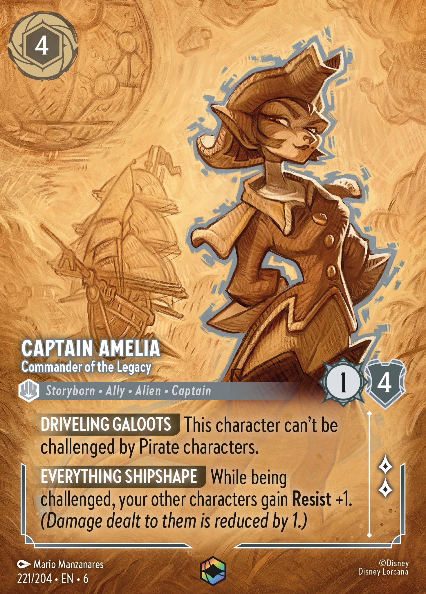 Captain Amelia — Commander of the Legacy Disney Lorcana card