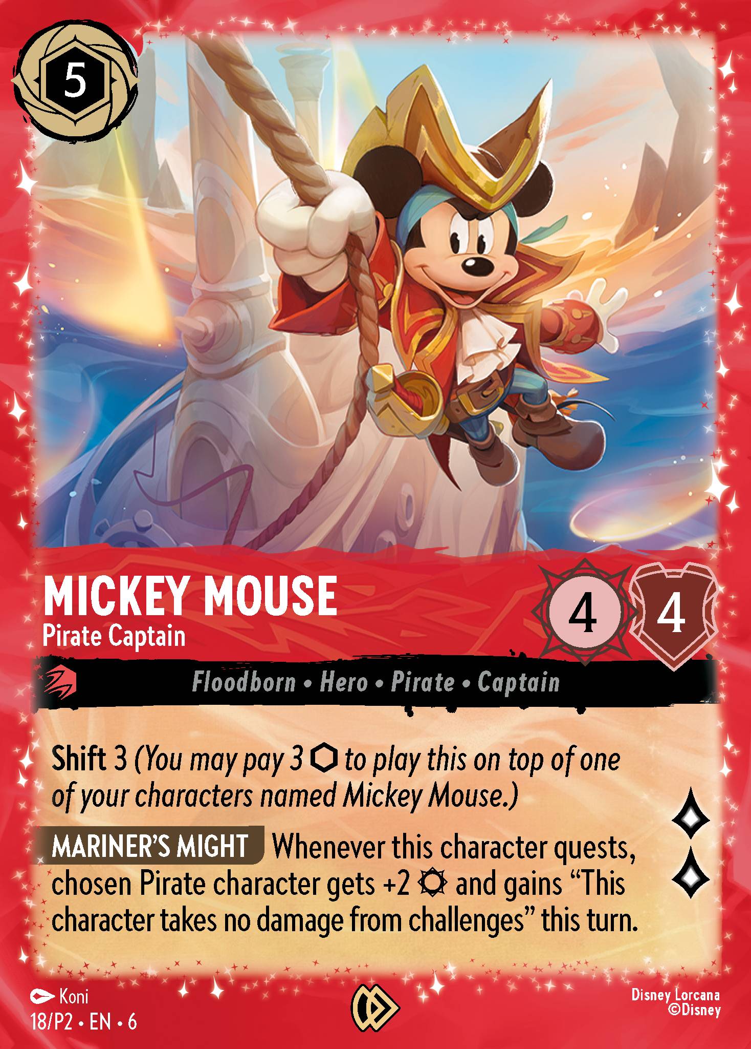 Mickey Mouse — Pirate Captain Disney Lorcana card