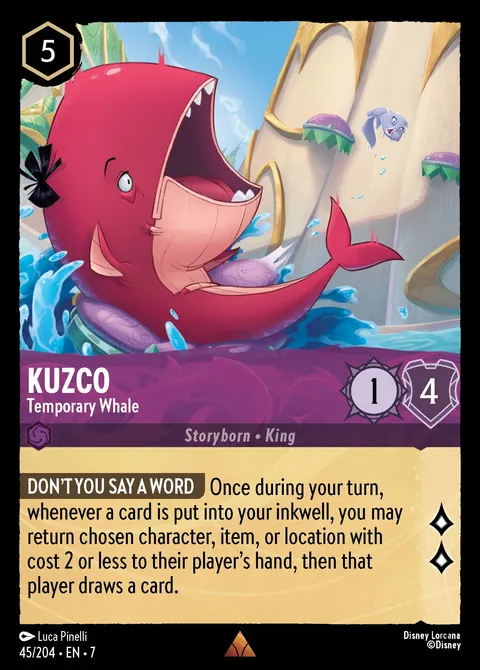 Kuzco — Temporary Whale Disney Lorcana card