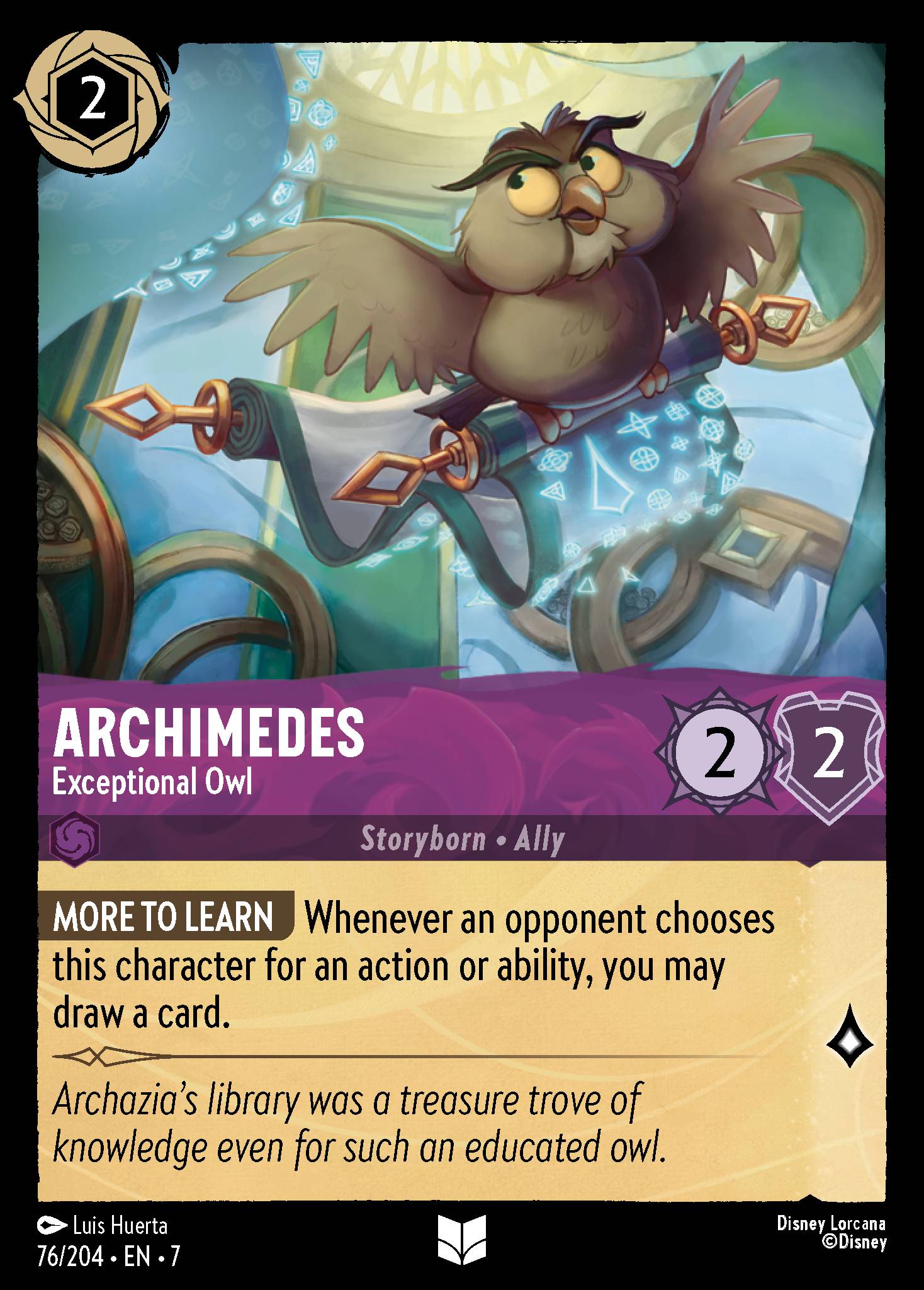 Archimedes — Exceptional Owl Disney Lorcana card