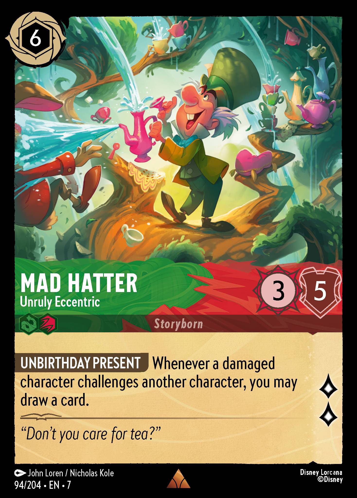 Mad Hatter — Unruly Eccentric Disney Lorcana card