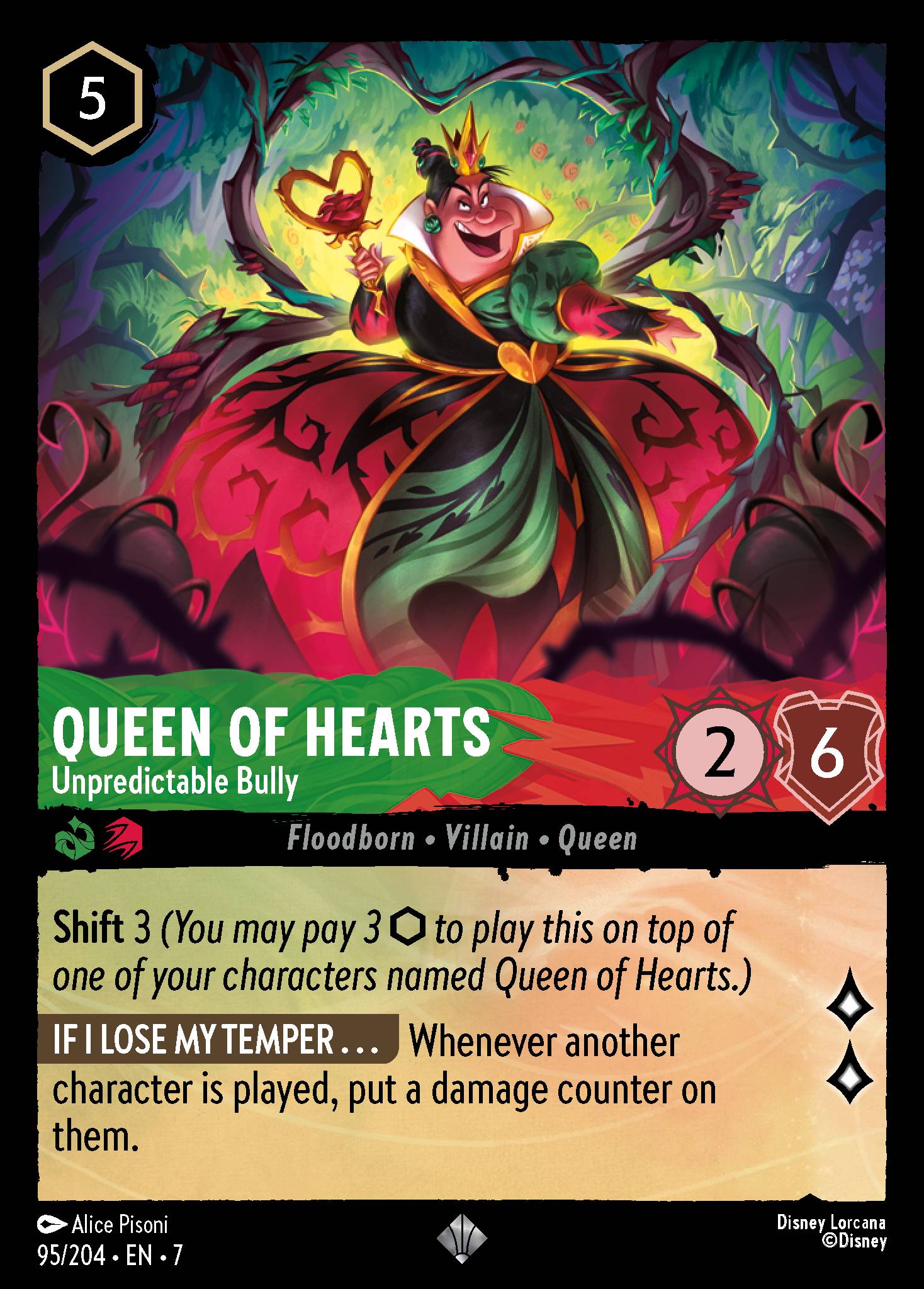 Queen of Hearts — Unpredictable Bully Disney Lorcana card