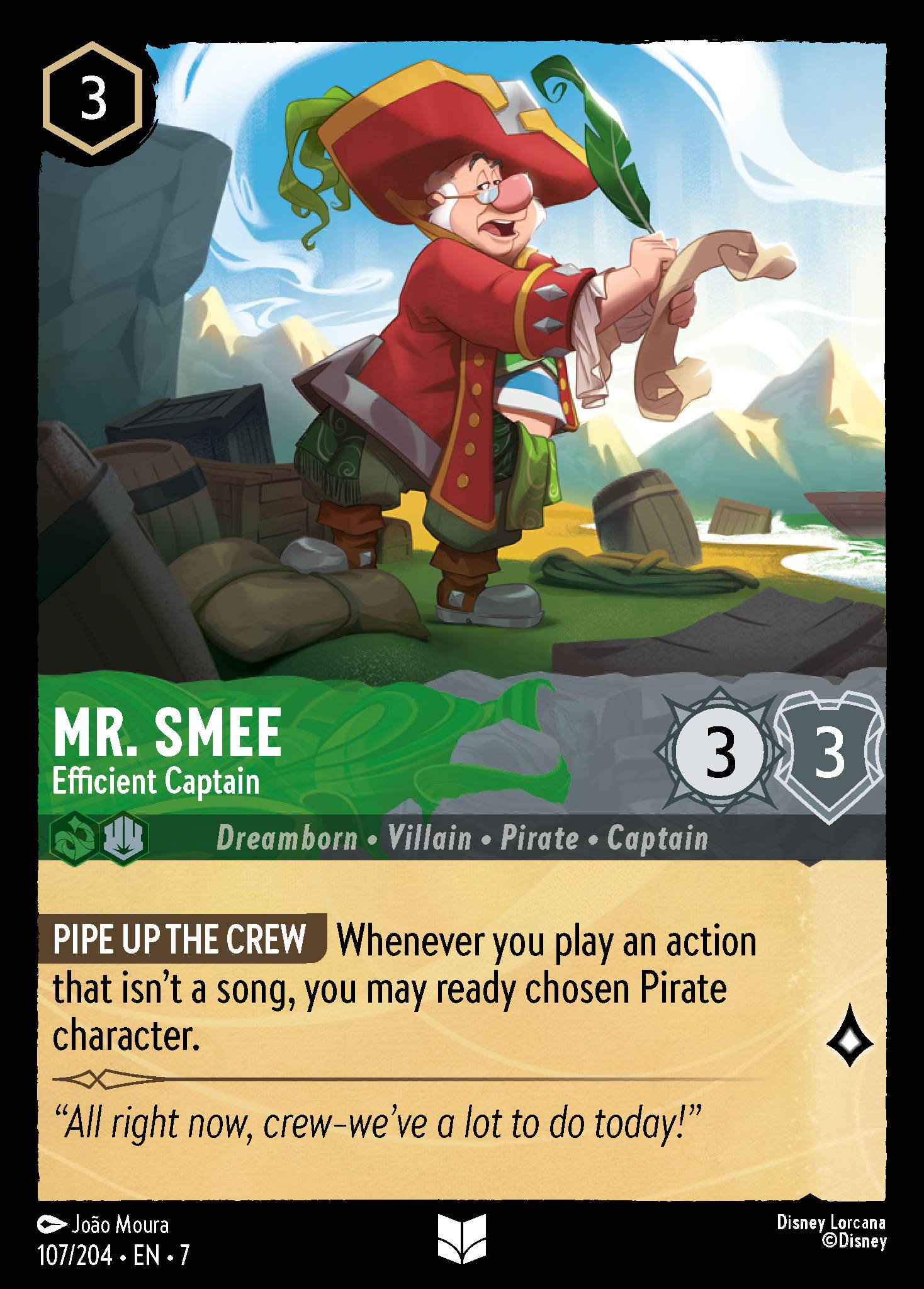 Mr. Smee — Efficient Captain Disney Lorcana card