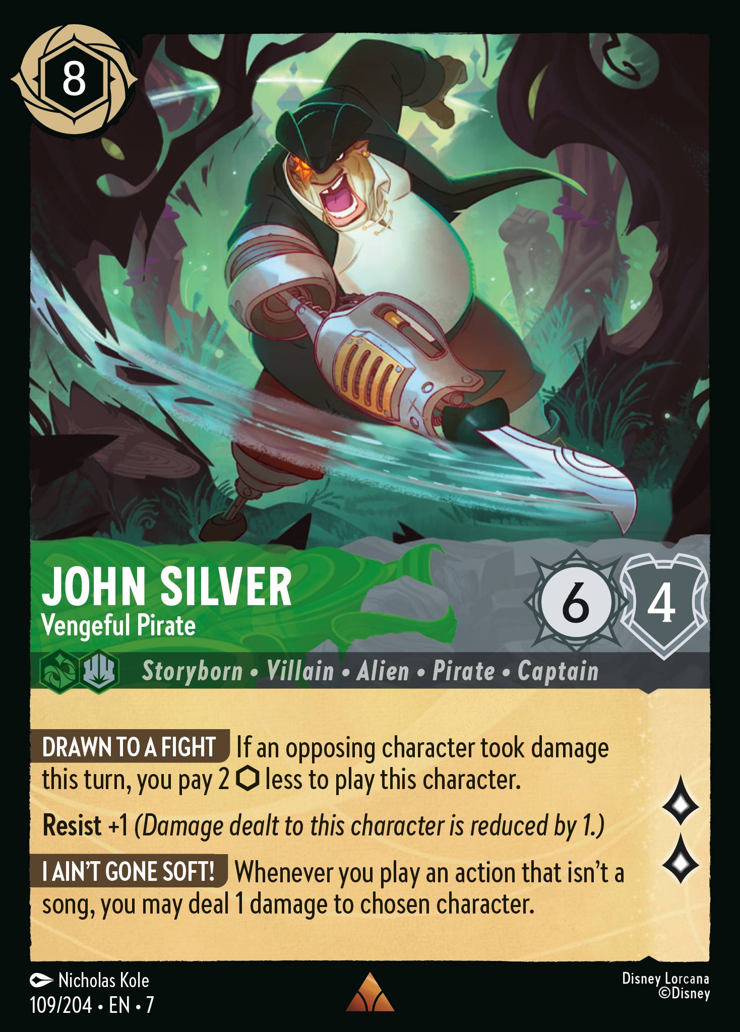 John Silver — Vengeful Pirate Disney Lorcana card