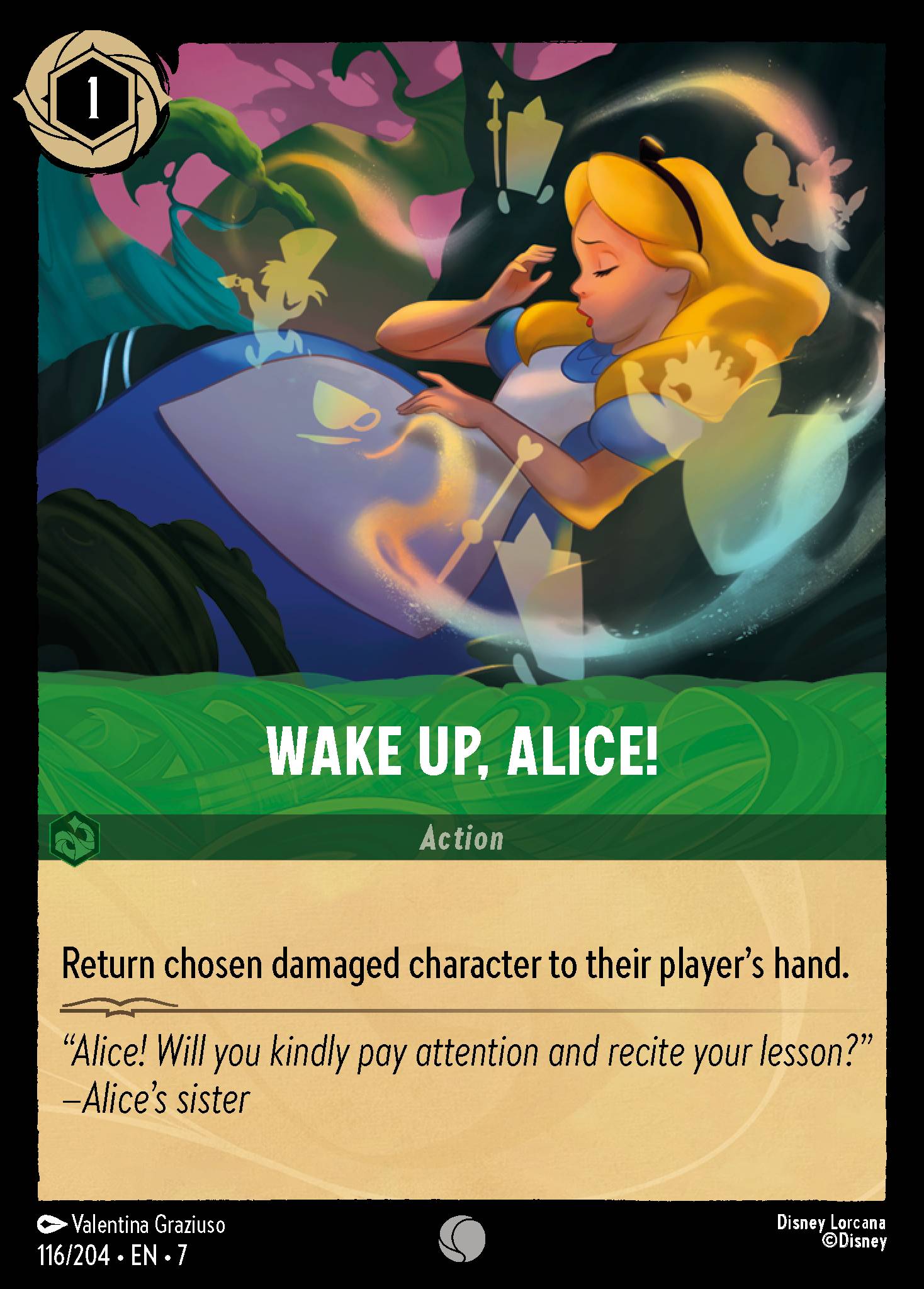Wake Up, Alice! Disney Lorcana card