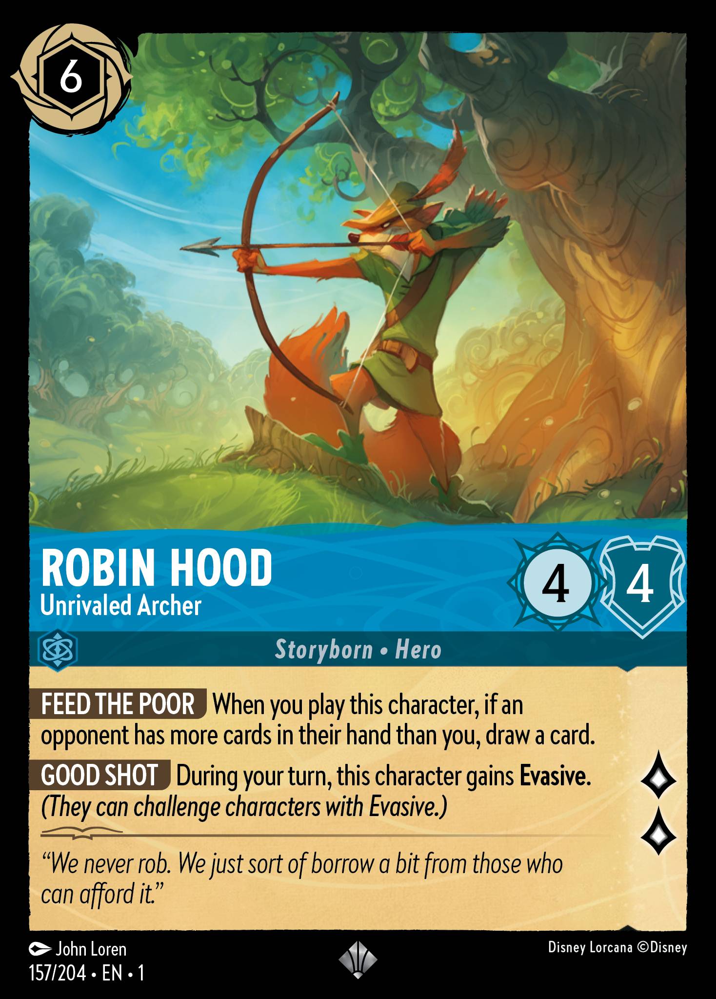 Robin Hood — Unrivaled Archer Disney Lorcana card