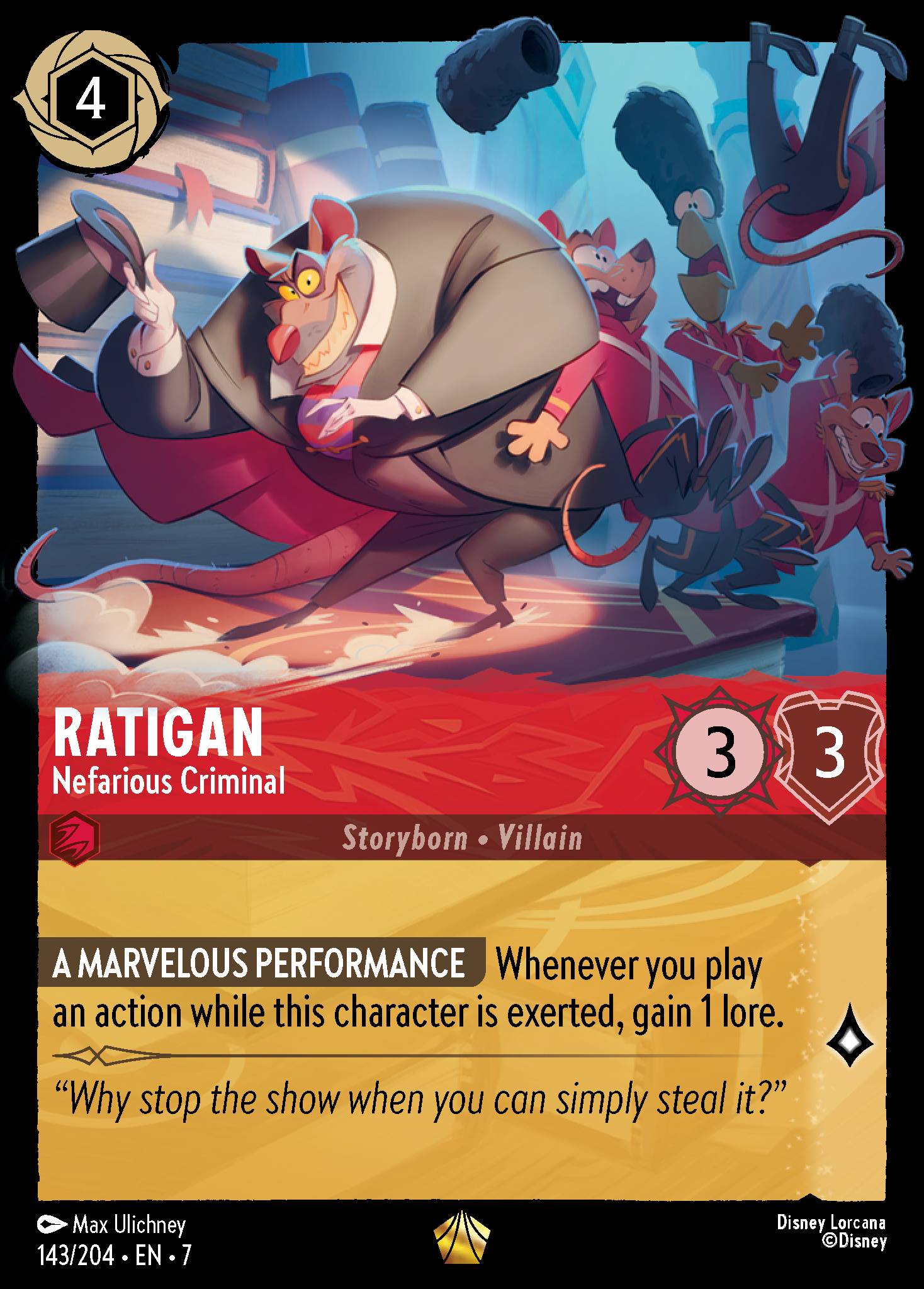 Ratigan — Nefarious Criminal Disney Lorcana card