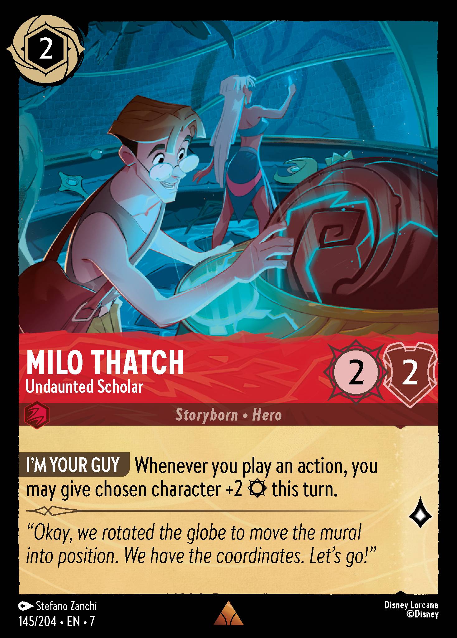 Milo Thatch — Undaunted Scholar Disney Lorcana card