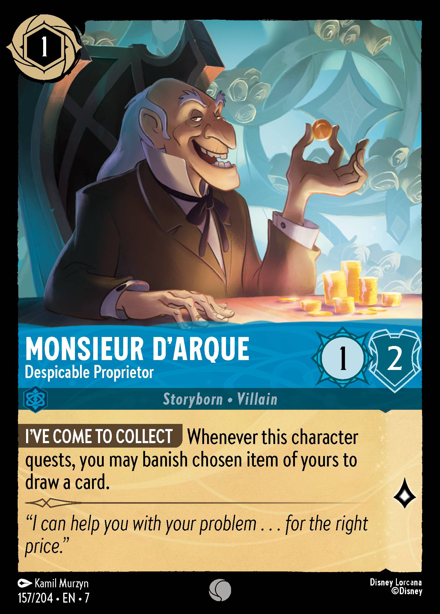 Monsieur D'Arque — Despicable Proprietor Disney Lorcana card