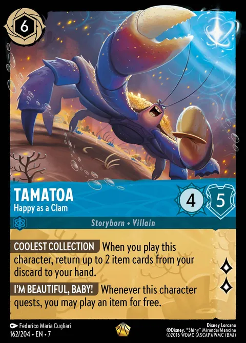 Tamatoa — Happy as a Clam Disney Lorcana card